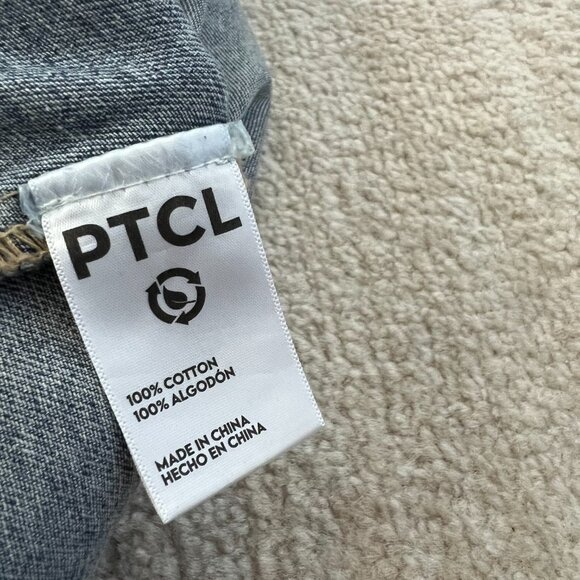 PTCL Pearl Blue Cropped Long Sleeve Shirt Top Shacket L - Picture 9 of 10